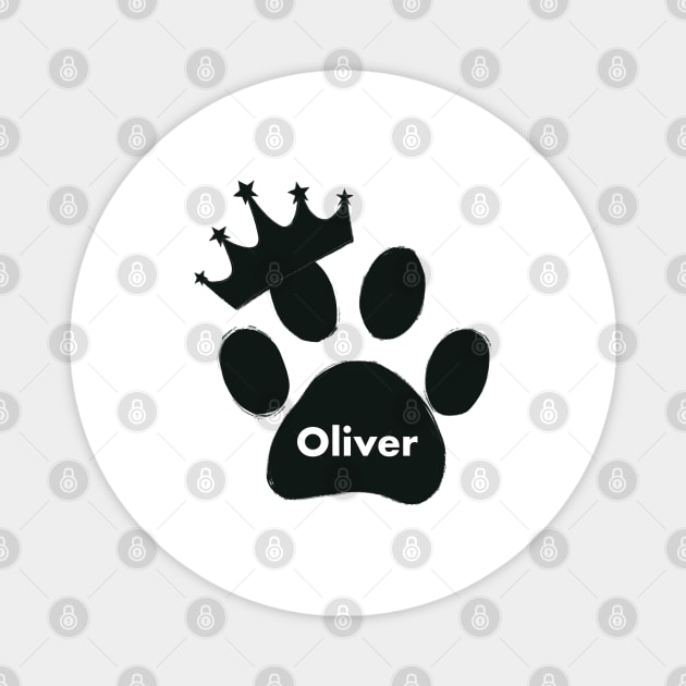 oliver cat name made of hand drawn paw prints Magnet by GULSENGUNEL